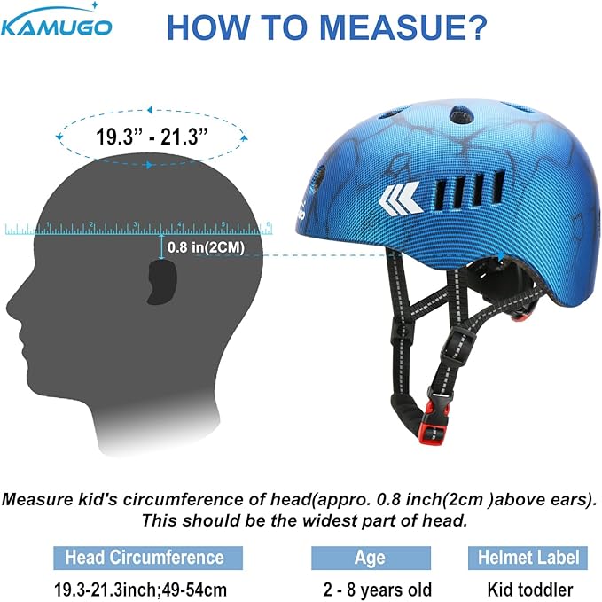 KAMUGO Kids Bike Helmet Set, Toddler Helmet for Ages 2-8 Boys Girls with Sports Protective Gear Set Knee Elbow Wrist Pads for Skateboard Cycling Scooter Rollerblading