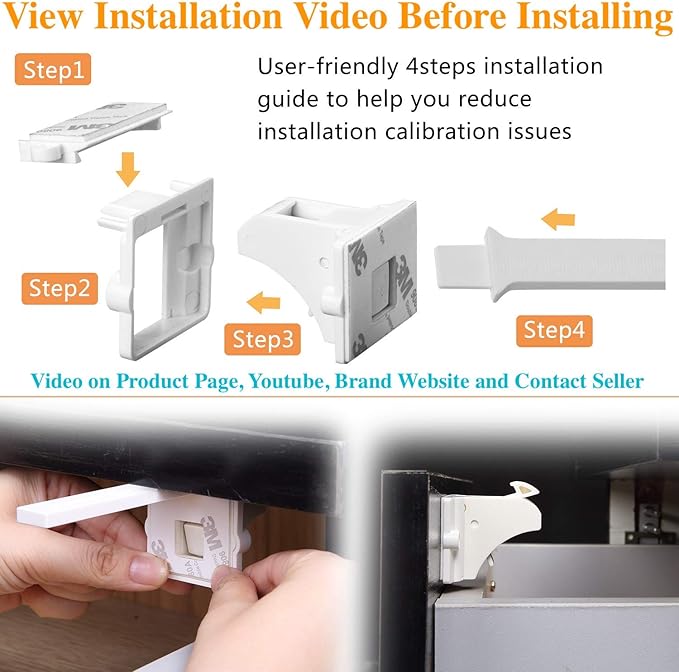 Vmaisi Adhesive Magnetic Locks for Cabinets & Drawers (10 Locks and 2 Keys)