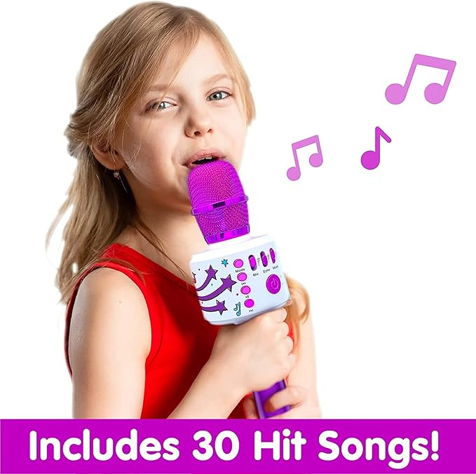 Move2Play, Kids Karaoke Microphone | Includes Bluetooth & Pre-Loaded Songs | Birthday Girls Present for All Ages, 2, 3, 4, 5+ Year Old Girls, Boys & Toddlers (Purple)