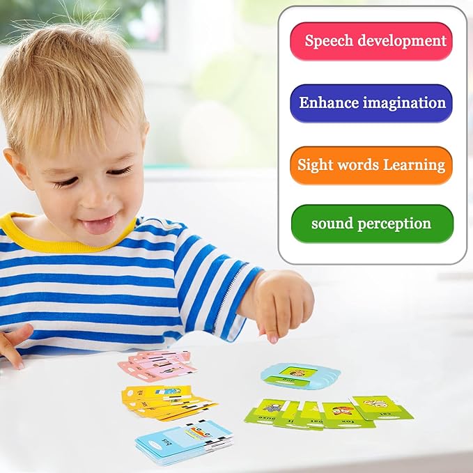 Talking Cards for Toddlers, Speech Therapy Toys Autism Toys, ABC 123 Sight Words Etc, Educational Learning Interactive Toys with Giftable Package (510-blue (New ABC+123+ 3 Songs))