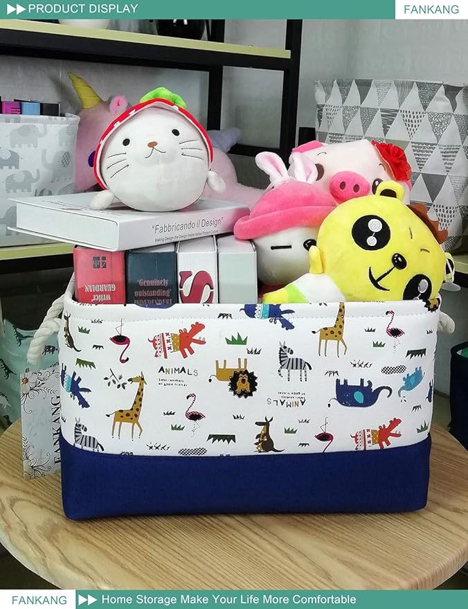 FANKANG Rectangular Laundry Basket Nursery Storage Fabric Storage Bin Storage Hamper,Gift Baskets (Animals)