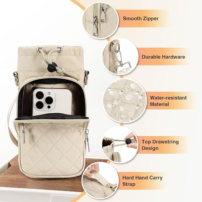 Water Bottle Carrier Bag with Strap, Water Bottle Holder Crossbody Bags for Women Men for Walking, Hiking,Cycling