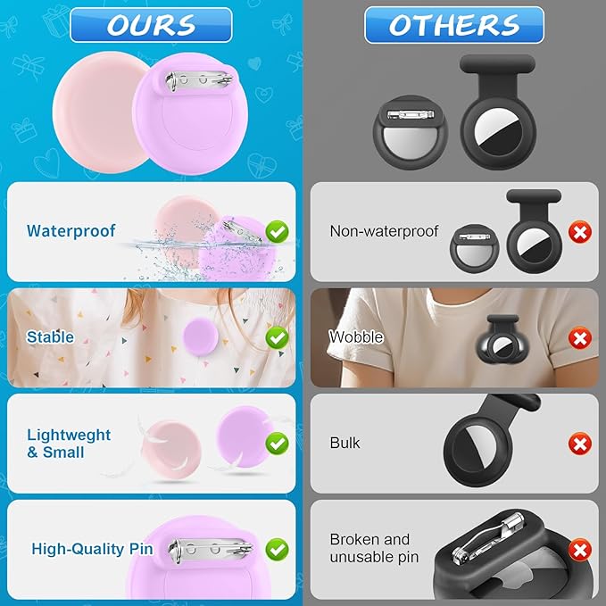 Waterproof Air Tag Holder for Kids, 4 Pack Air Tag Case with Invisible Pin, Soft Silicone Anti-Lost for Apple Air Tag, Used for Children, Elderly, Hidden Inside Clothes, Bag (White/Black/Pink/Purple)