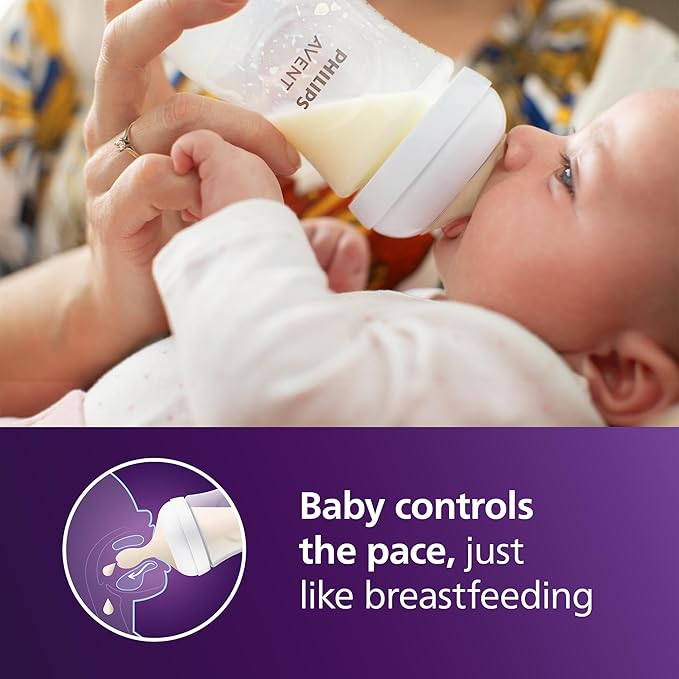 Philips Avent Natural Baby Bottle with Natural Response Nipple (Medium Flow,Flow 3), 9oz, SCY903/01