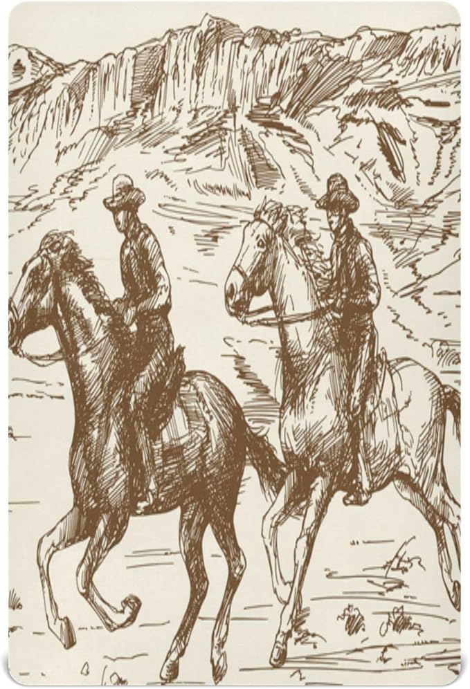 Western Desert Cowboy Crib Sheets for Boys and Girls, Fitted Baby Crib Sheets Soft and Breathable Mini Crib Sheets 39 X 27 Inches