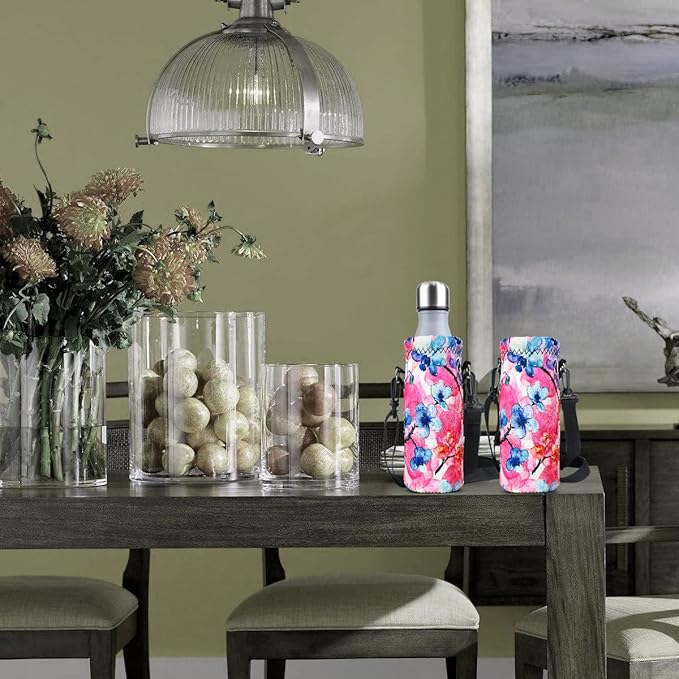 RICHEN Neoprene Water Bottle Carrier Bag with Adjustable Shoulder Strap,Insulated Water Bottle Cover for Stainless Steel/Glass/Plastic Bottles