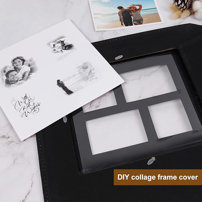 RECUTMS Photo Album 4x6 600 Photos Black Pages Large Capacity Leather Cover Wedding Family Photo Albums Holds 600 Horizontal and Vertical Photos (Black)