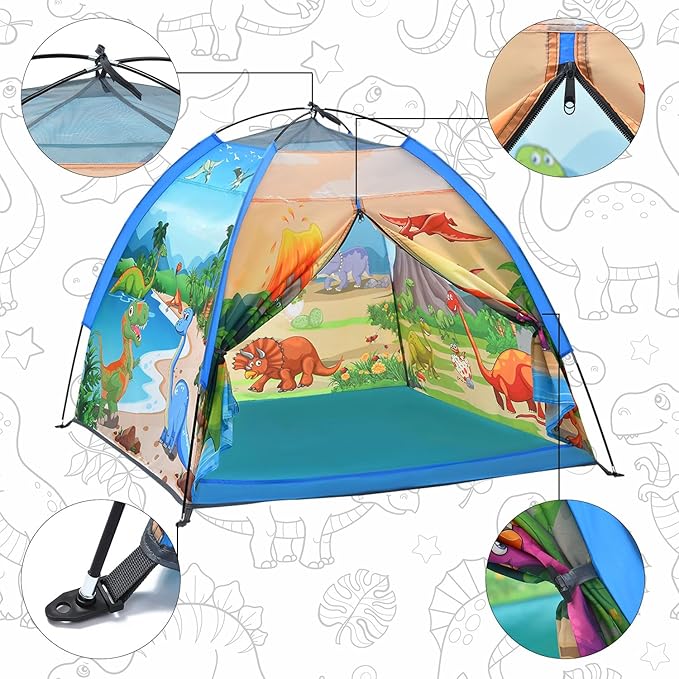 Kids Play Tents,the World of Dinosaurs Tents for Kids Indoor/Outdoor fun, Dinosaurs Dome Playhouse for Boys & Girls,Durable and Breathable Premium Material, Perfect Kid’s Gift- 47" x 47" x 43"