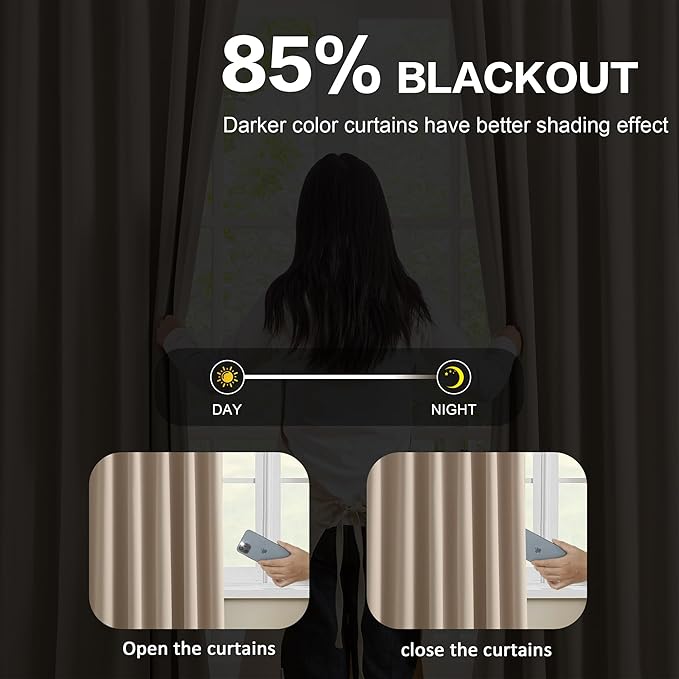 KEQIAOSUOCAI Extra Wide Pinch Pleated Blackout Living Room Curtains, Triple Weave Thermal Insulated Window Treatment Light Blocking Panels for Patio/Hall/Porch (Khkai, W80 x L108, Set of 2)