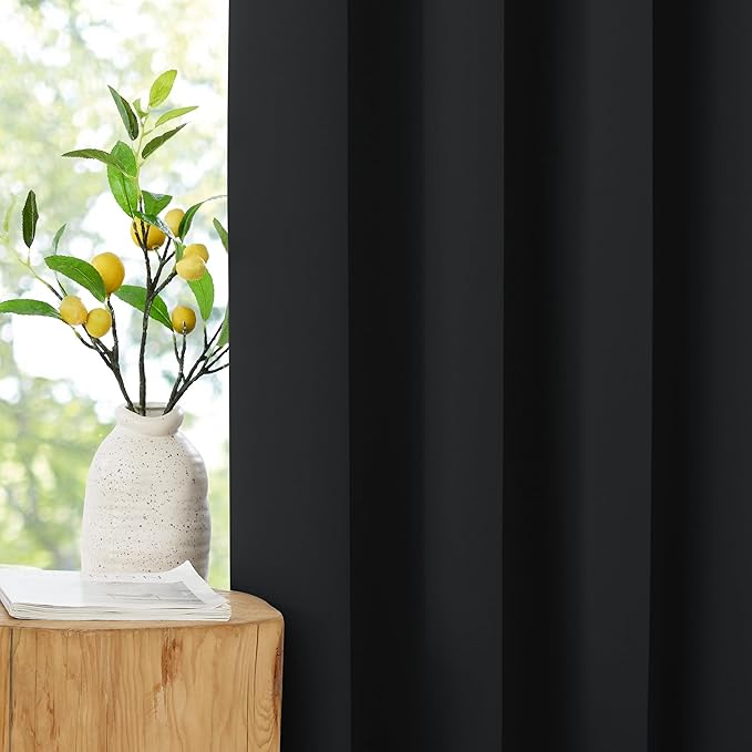 NICETOWN Full Blackout Curtains 96 inch Long for Home Theater, Grommet Energy Saving Room Darkening Window Treatment Thermal Curtains Portable Sun Shades for Living Room, W52 x L96, 2 Panels