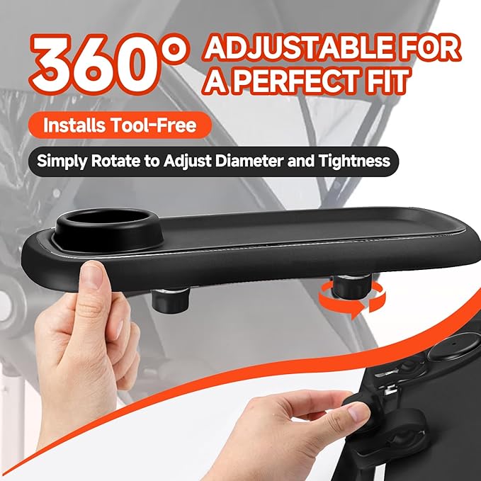 Snack Tray Compatible with Nuna Strollers, Stroller Tray Attachment Fits for Nuna, Stroller Trays with Cup Holder, Strollers Cup Holder, Easy to Install, Ideal for Strollers Accessories