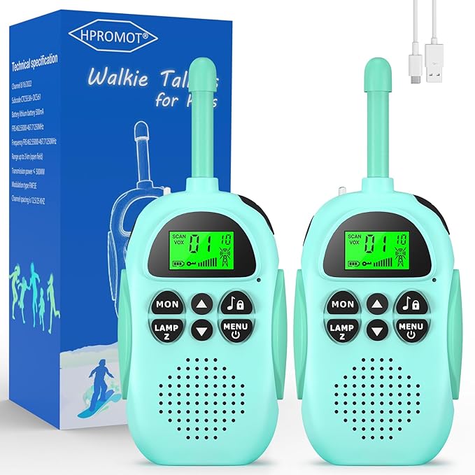 Walkie Talkies for Kids Rechargeable Toys for Ages 5-7 Boys Girls, 22 Channels 2 Way Radio Toy Christmas Birthday Gifts for Girls Boys Ages 3-12 Camping Hiking Outdoor Easter Basket Stuffers