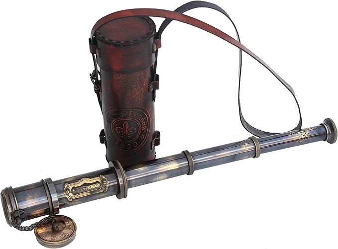 Vintage Brass Ship Telescope – Nautical Marine Spyglass for Sailing, Trekking & Maritime Decoration – Royal Navy Inspired Designer Replica for Sailors & Collectors