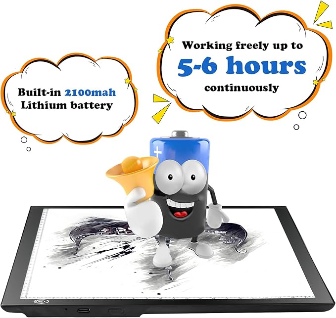 KIVOTAC A4 Rechargeable Light Pad, Portable LED Light up Box Ultra-Thin Dimmable Battery Powered Bright Copy Board for Weeding Vinyl, Sketching,Drawing,Tracing and Diamond Art