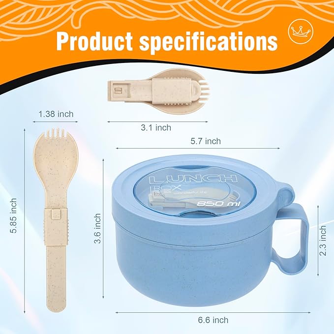 Microwave Bowl with Lids,Ramen Bowl,28oz Microwave Soup Mugs with Handles,for Soup and Instant Noodles,Oatmeal, Gumbo, Salad, College Dorm Room Essentials for Girls for Boys Apartment Essentials