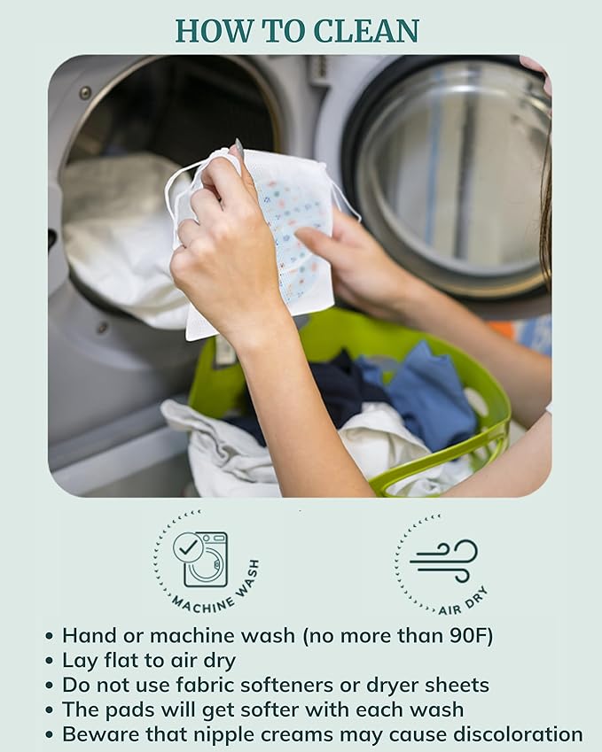 Nursing Pads - Breast Pads for Leaking Milk - Reusable & Washable Breastfeeding Pads - Stay Dry Longer - Almohadillas y Protectores de Lactancia - Viscose derived from Bamboo - 10 Pads