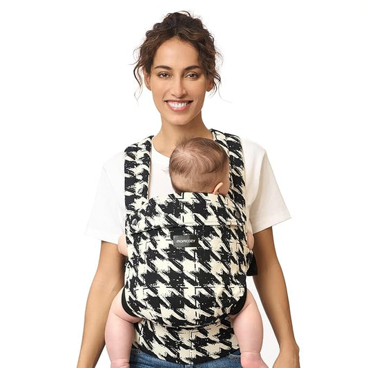 Momcozy Baby Carrier - Ergonomic, Cozy and Lightweight Carrier for 3-24 Months, Effortless to Put On, Ideal for Hands-Free Parenting, Enhanced Lumbar Support, Houndstooth