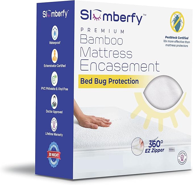 Twin XL Size Waterproof Viscose Made from Bamboo Mattress Encasement by Slumberfy - Premium Skin-Safe Mattress Protector with 360° EZ Zipper Bug, Zippered Encasement (39x80 in)