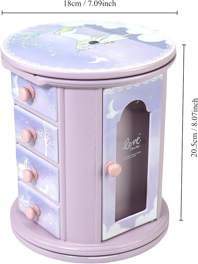 Purple Unicorn Jewelry Box for Girls - Kids Organizer and Little Girl Gift