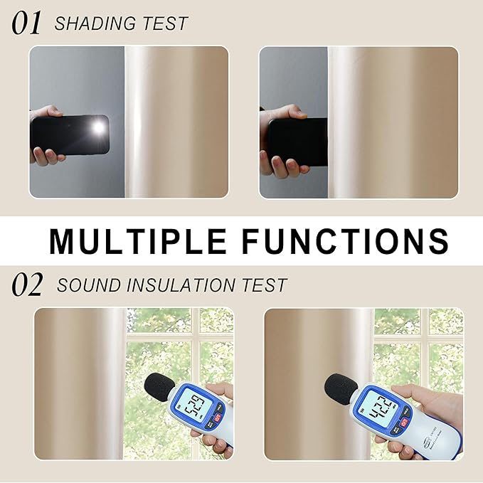 XWZO 100% Blackout Window Curtains with Tiebacks- Privacy Protection & Noise Blocking Window Draperies Rod Pocket with Black Liner for Bedroom/Living Room, Biscotti Beige, W42 x L72, Set of 2 Panels