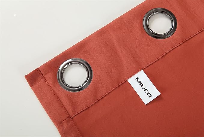 MIUCO Blackout Curtains Room Darkening Curtains Textured Grommet Panels for Living Room 2 Panels 52x63 Inch Long Rust