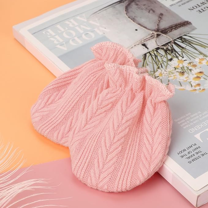 BQUBO Newborn Infant Toddler Mittens No Scratch Cotton Elastic Wrist Gloves Hypoallergenic for 0-6 Months Baby Boys Girls