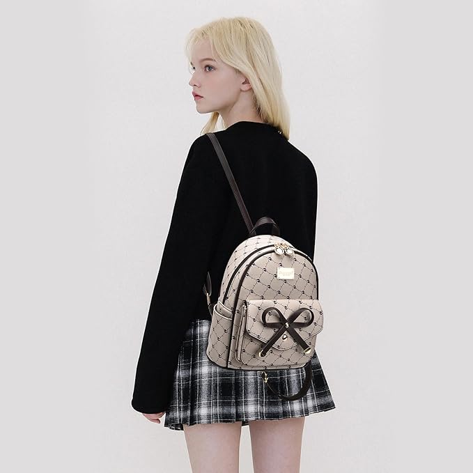 I IHAYNER Girls Bowknot Cute Leather Backpack Mini Backpack Purse for Women