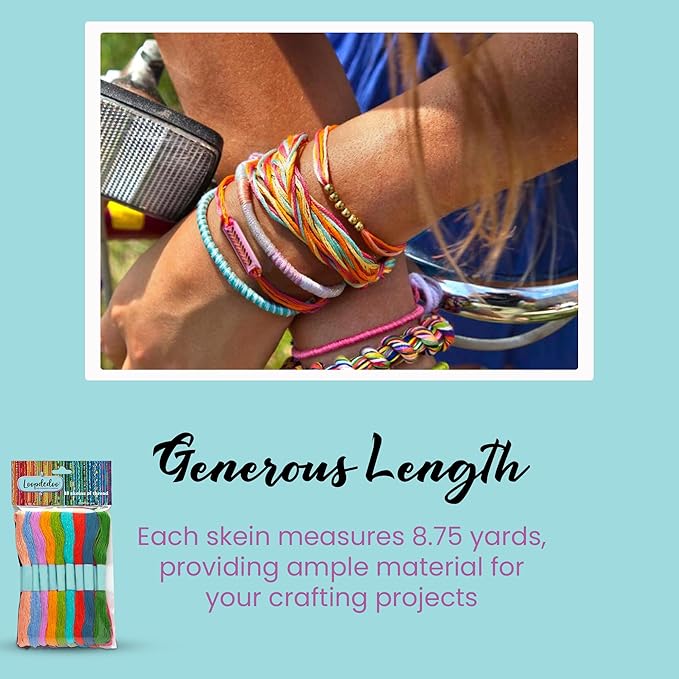 Loopdedoo 18 Refill Skeins for Loopdedoo Bracelet Craft Kit - Suitable for Ages 8 & Up - 100% Cotton Embroidery & Cross Stitch Threads - Threads for Bracelet Making Kit