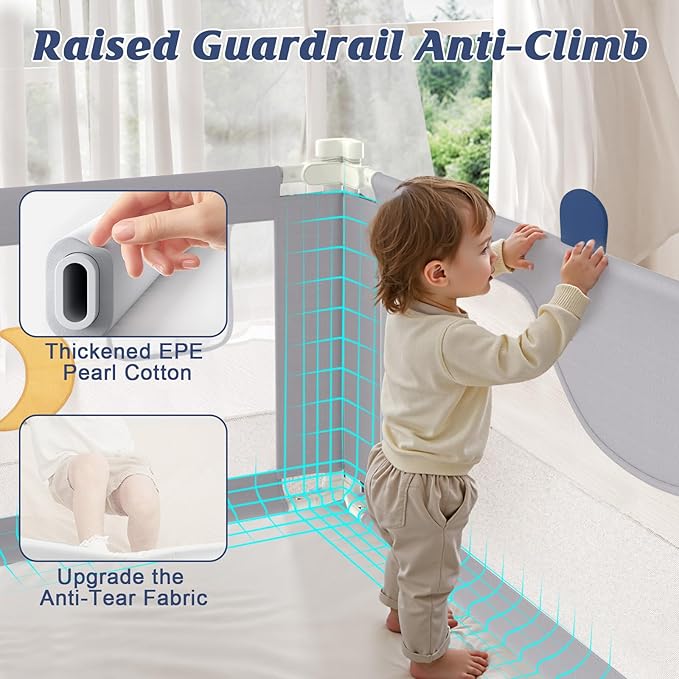 3-Piece Bed Rail for Toddlers with Headboard Rod, Adjustable Baby Bed Rail Guard, Twin/Full/Queen/King Size Bed (3, 74.8 * 74.8 * 39 Inch- Twin Size)