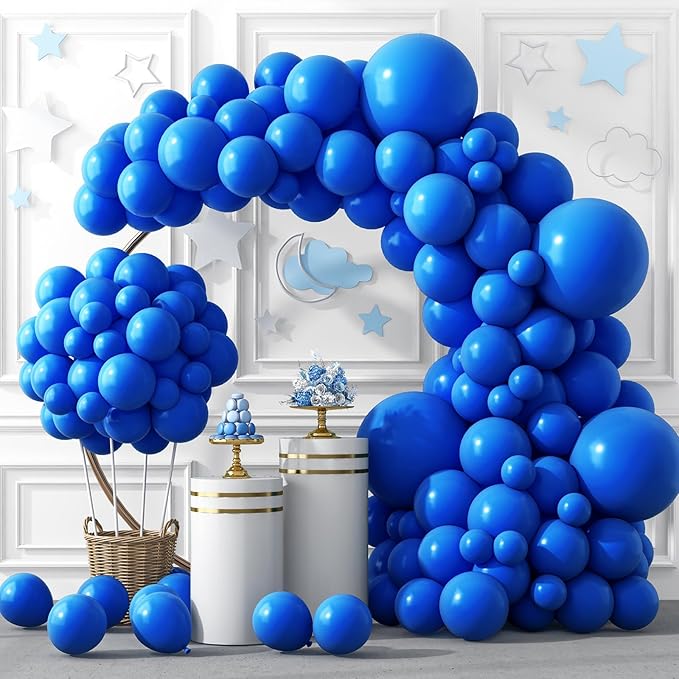 RUBFAC 129pcs Dark Blue Balloons Different Sizes 18 12 10 5 Inch for Garland Arch for Birthday Gender Reveal Baby Shower Graduation Party Decoration