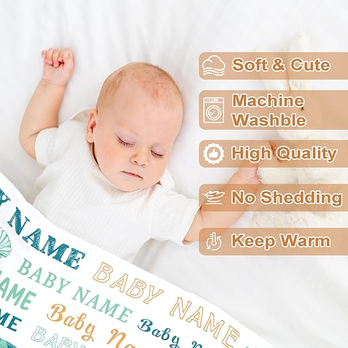 Ship Next Day, Personalized Baby Blanket – Printed in USA, Custom Baby Blanket for Boys & Girls, Baby Blanket with Name, Baby Shower, Easter, Christmas, Birthday Newborn & Toddler Gifts, Baby Gifts