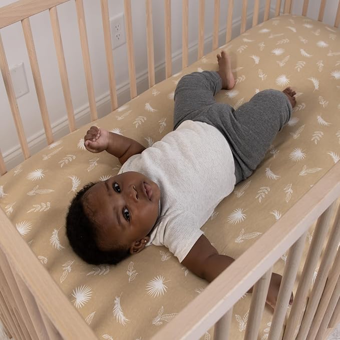 The Peanutshell 4-Pack Organic Fitted Crib Sheet Set - Soft & Breathable Baby Girl or Boy Crib Sheets, 100% Jersey Cotton Nursery Decor, Fit for Standard Mattress Cover- Caramel Safari