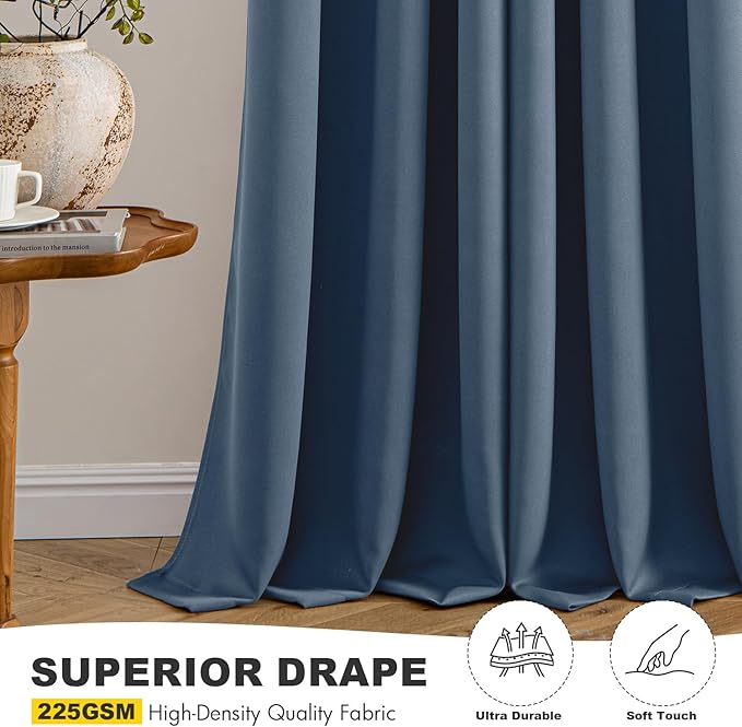 MIULEE Stone Blue Blackout Curtains - Thermal Insulated Bedroom Curtains Room Darkening Drapes for Living Room Kitchen Grommet Top Light Blocking Window Treatment, 40 x 54 Inches Long, 2 Panels