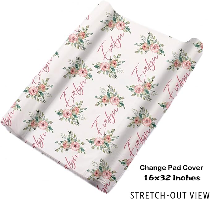 Personalized Nursery Crib Bedding Set: Custom Name Floral 5 Piece Baby Crib Sets with Highland Cow Design - Toddler Double Layer Blanket Set, Comfortable Crib Bed Sheets for Baby Grils