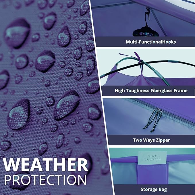 CAMEL CROWN Beach Tent UPF 50+ Sun Shelter for 2/3/5/6 Person, Lightweight Portable Sun Shade with Sand Anchor, Family Beach Day & Outdoor Adventures