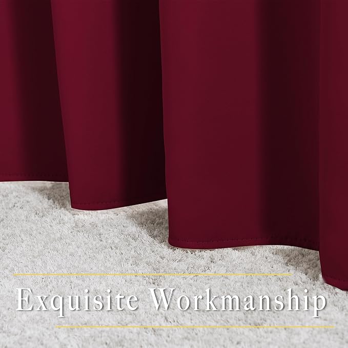 NICETOWN 84 inches Bedroom Curtains Panels - Functional Blackout Curtains/Panels for Bedroom, Thermal Insulated, Privacy Assured (Set of 2, 52 x 84 inches, Wine Red)