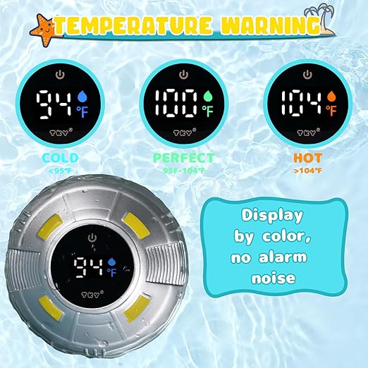 TKY Baby Bath Thermometer with Floating Toys - Digital Water & Room Temperature Monitor, Rechargeable Thermometer with Alerts for Newborn Bath Essentials, Infant Safety