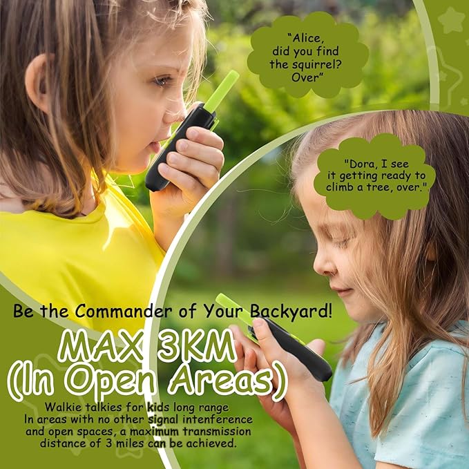 Walkie talkies for Kids, Kids walkie talkies 2 pcs, Toddler walkie talkies, Long Range walkie Talkie with Clear intercom Sound, 22 Channels with Backlit LCD Flashlight, for Outside, Camping, Hiking