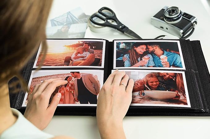 RECUTMS 4x6 Wedding Photo Album - Premium Leather Cover Couple Anniversary Family Baby School Graduation Photo Book (Beige)