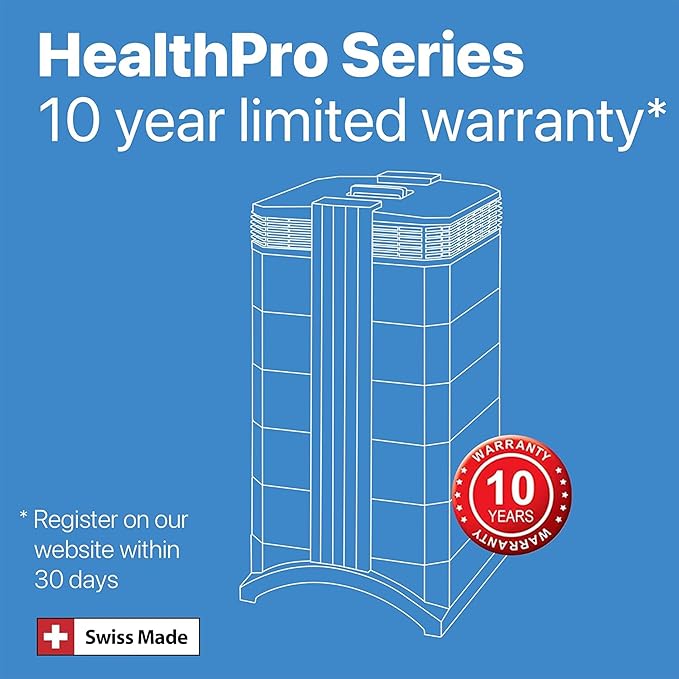 IQAir HealthPro Plus XE Air Purifier - Smart HyperHEPA Filtration for Large Rooms up to 1125 sq ft - Smoke, Viruses, Allergens, Asthma, Mold, Dust, Pets, Swiss Made, WiFi Enabled