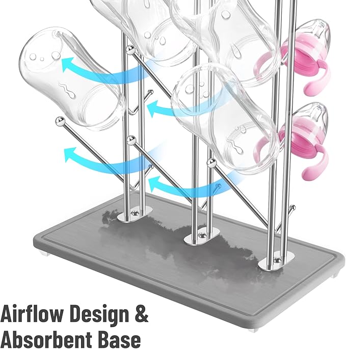 NiHome Diatomaceous Earth Vertical Baby Bottle Drying Rack, Compact Countertop Organizer for Bottles