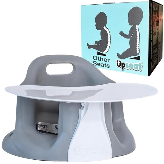 Upseat – The Original Ergonomic Baby Floor & Booster Seat with Tray, Developed with Physical Therapists for Upright Posture & Healthy Hip Development, 4–24 Months, Dishwasher-Safe Extra-Large Tray