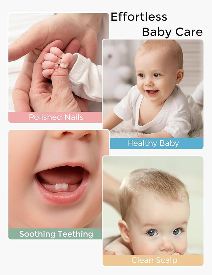 Momcozy Elite Baby Kit, Superior Baby Shower & Registry Essential Kit for Grooming & Health & Cleansing Care, Electric Nail File & Nasal Aspirator,Tummy Wrap,Thermometer,Bath Brush,Teether,Storage Bag