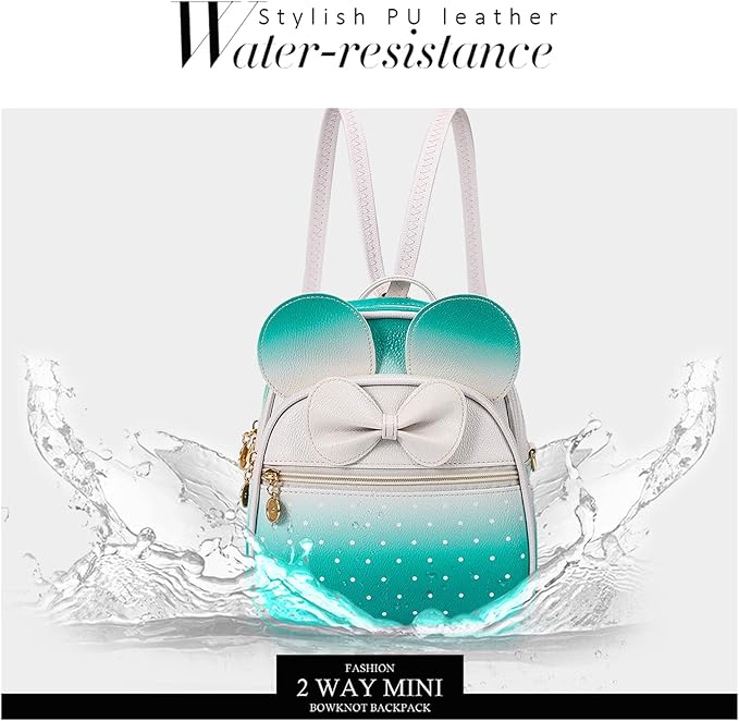 KL928 Girls Bowknot Polka Dot Cute Mini Backpack Small Daypacks Convertible Shoulder Bag Purse for Women