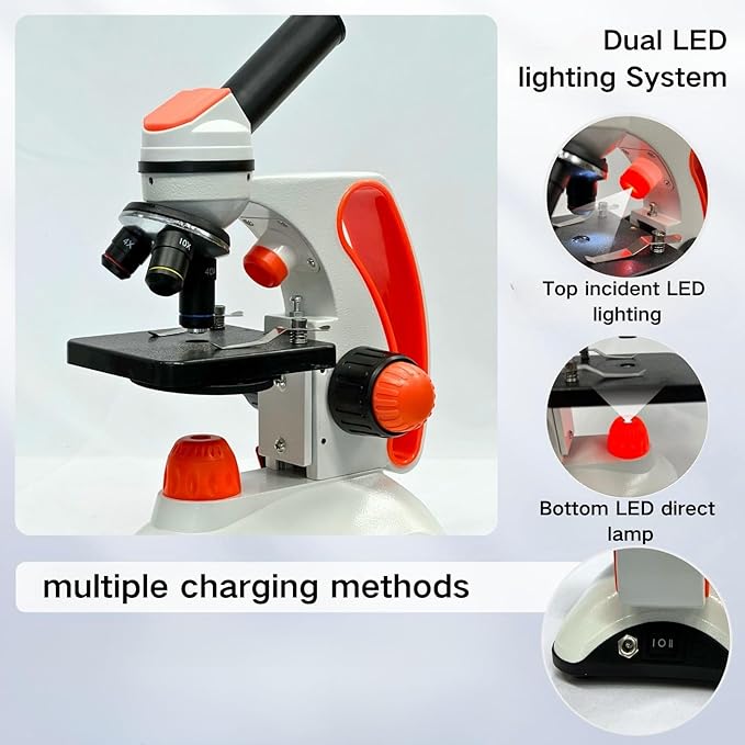 Mental Compound Microscope for Kids Students Adults,40X-2000X, Experience Kits for Home Education,School Laboratory with Phone Adapter