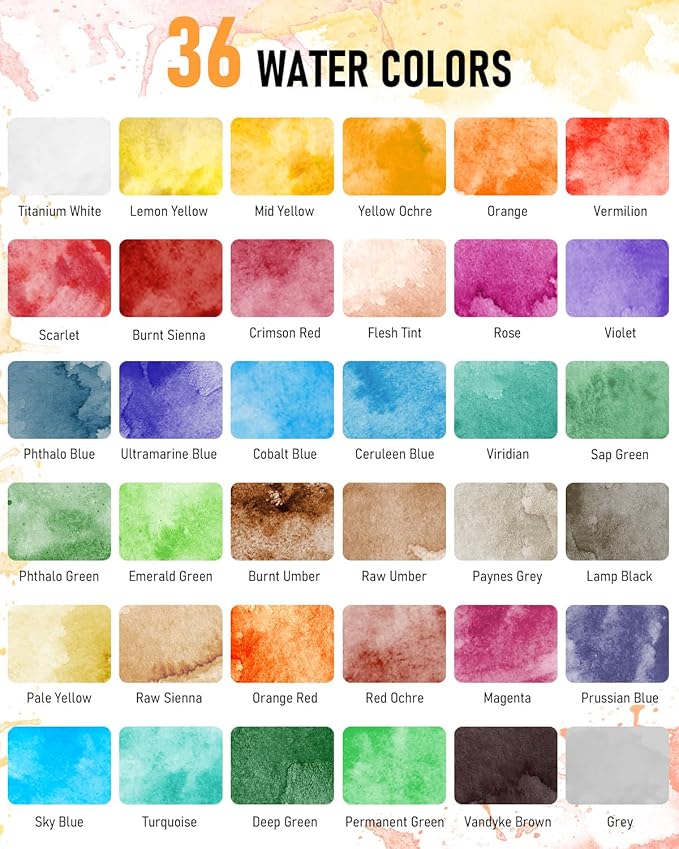 Nicpro 78PCS Watercolor Paint Set for Adults,Beginner & Artists, 36 Tubes Water Color Paint Set with 25 Watercolor Paper, 8 Squirrel Paint Brushes, Palettes, Color Wheel, Art Painting Supplies