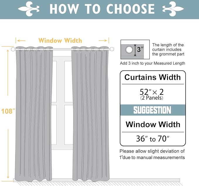 ChrisDowa 100% Blackout Curtains 108 inch Long for Bedroom with Black Liner, 2 Thick Layers Total Blackout Thermal Insulated Grommet Window Curtains 2 Panels Set (Aqua, 52 x 108 Inch)