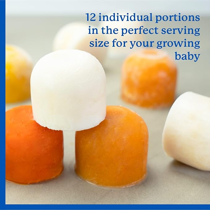 Samuelworld Baby Food Storage Container, 12 Portions x 2.5oz - BPA Free Silicone Freezer Tray with Clip-On Lid for Breast Milk Storage, Homemade Baby Food, Vegetable & Fruit Purees - Navy Blue