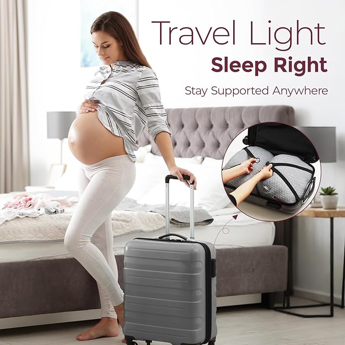 Momcozy Memory Foam Portable Pregnancy Pillow – W Shaped Maternity Great Support for Side Sleepers, Adjustable Travel Wedge Pillow for Back, Belly, and Hip Relief, Ideal for Pregnant Women, Grey