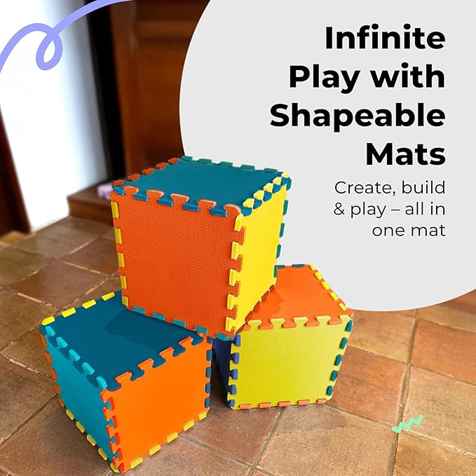 MioTetto Foam Floor Tiles for Kids - Non-Toxic Comfortable Baby Play Mat and Interlocking Foam Tiles, Fits with 74x74 Playpen Mat for Crawling & Development, Soft Play Mat for Babies 6-12 Months
